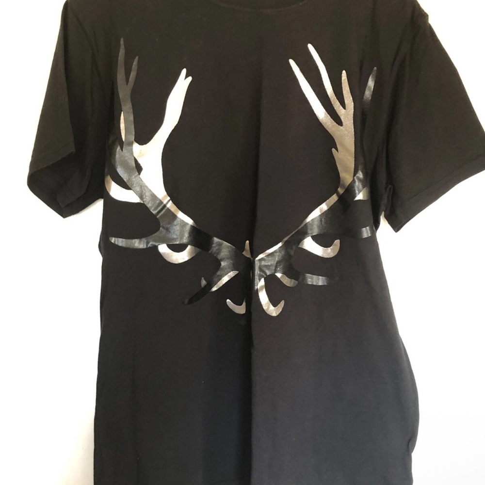 Juicy Couture Mens Black Tee with Silver Antler Detail